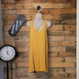SALE-Forever 21 women's mustard yellow wrinkled mini dress size M
